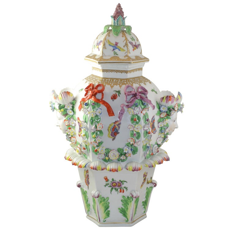 Bristol Porcelain Hexagonal Frill Vase For Sale