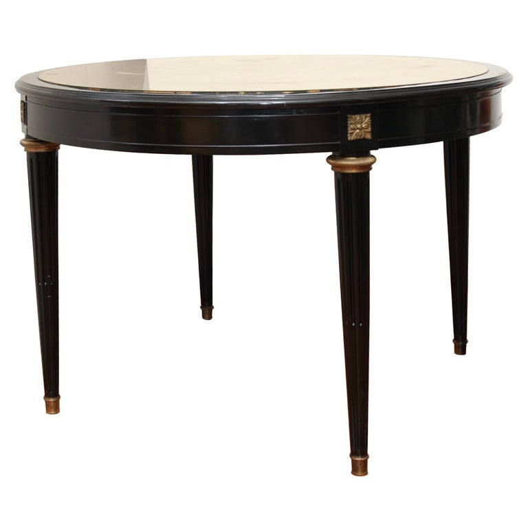 Ebonized circular table by Jansen For Sale