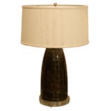 Pair of Reverse Painted Glass Lamps with Shades