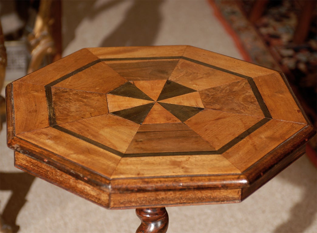 Walnut Octagonal Table with Barley Twist Pedestal, C. 1800 Italy