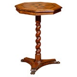 Walnut Octagonal Table with Barley Twist Pedestal, C. 1800 Italy