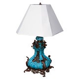 French Majolica Lamp