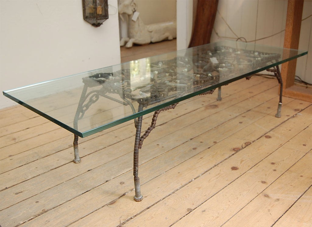 WHIMSICAL WELDED FOLK ART SPARK PLUG TABLE