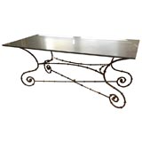 IRON BASE SLATE TOP DINING TABLE