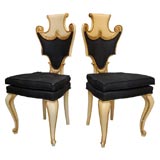 PAIR OF ITALIAN VIOLIN BACK WOOD FRAME DINING CHAIRS