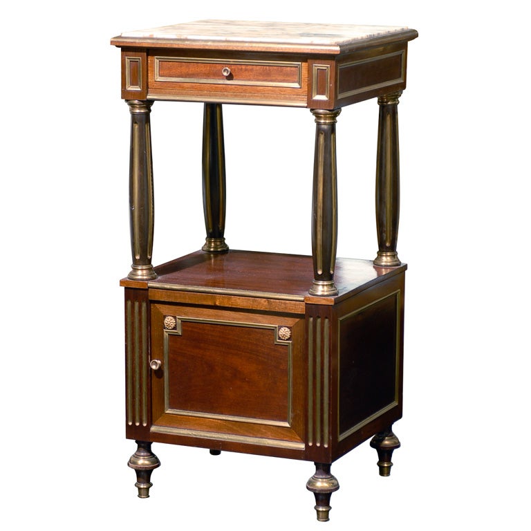 19th Century Napoleon III Mahogany Nightstand with Marble Top For Sale