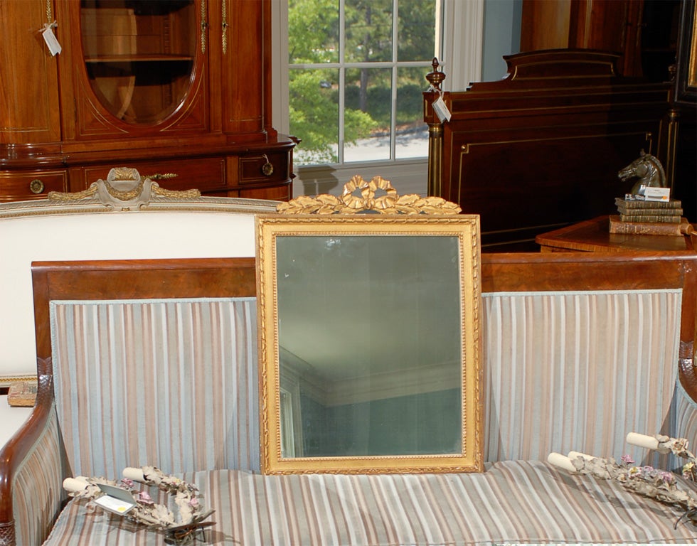 French 19th Century Louis XVI Style Gilded Mirror For Sale