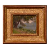 Oil Painting on Board of a Landscape by Jules Cyville Cave