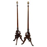 Vintage Pair of Black Forest Style Bases as Floor Lamps
