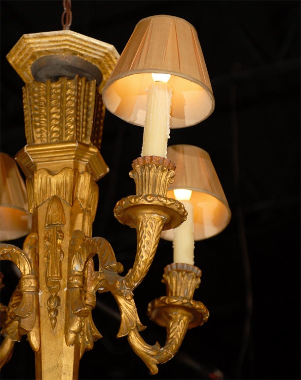 Italian 19th Century Giltwood Four-Light Chandelier with Quiver and Arrows In Excellent Condition In Atlanta, GA