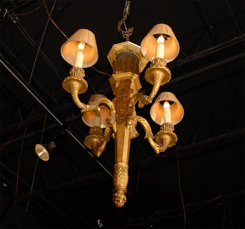 Italian 19th Century Giltwood Four-Light Chandelier with Quiver and Arrows 2