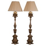 Pair of French Silver Gilt Candlestick Lamps