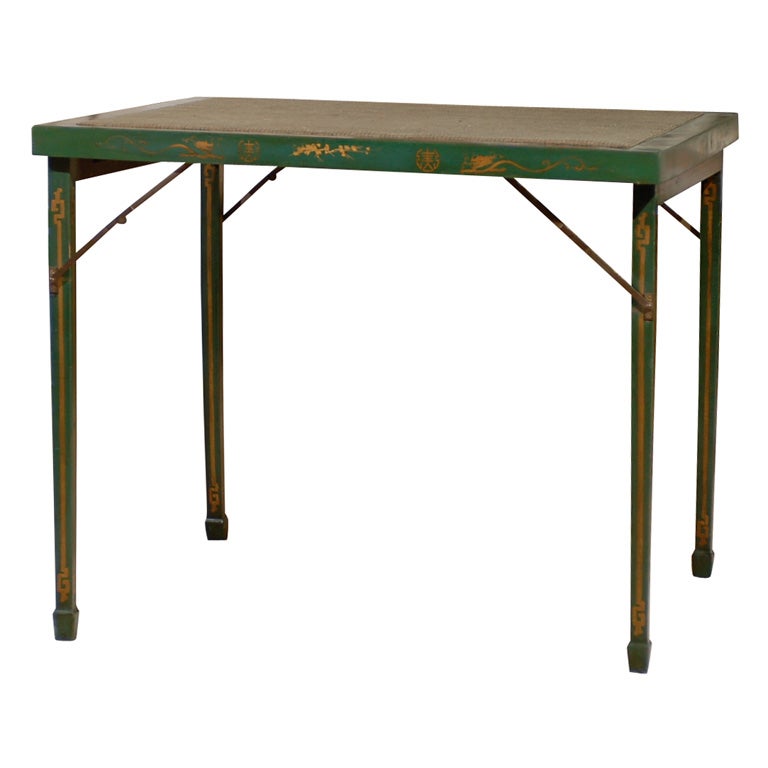 Green Lacquer Folding Game Table by Louis Midavaine at 1stDibs