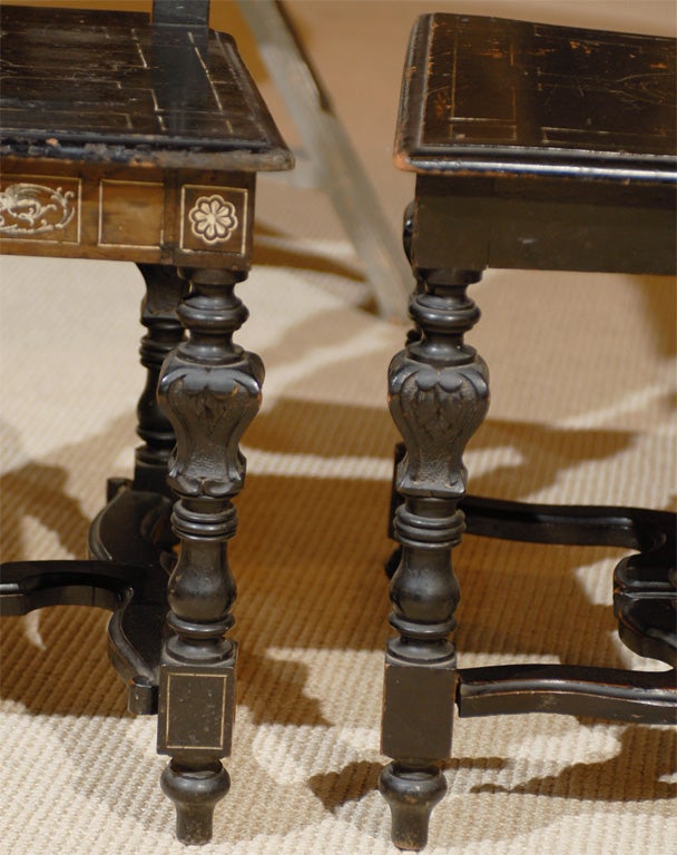 Pair of Ebonized Italian Renaissance Style Chairs For Sale 1