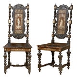 Pair of Ebonized Italian Renaissance Style Chairs