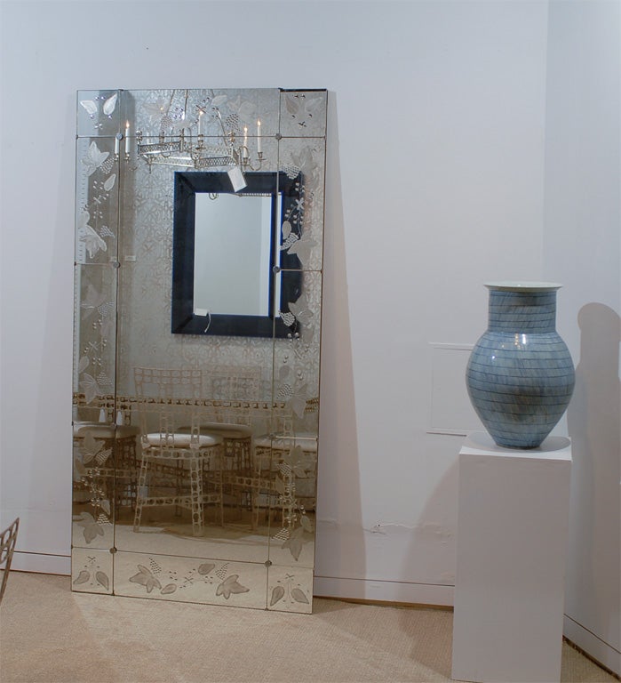 Large Reverse Etched Vineyard Motif Mirror