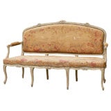 19thC LOUIS XV STYLE SETTEE WITH AUBUSSON NEEDLEPOINT
