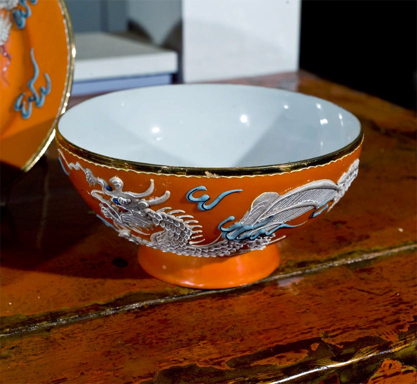 Chinese Orange Dragon Tea Set . Call your favorite take out now!