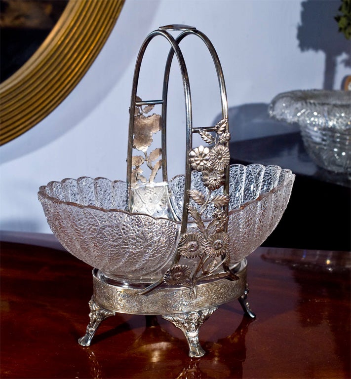 French Floral Centerpiece Silverplate with Original Perfect Bowl