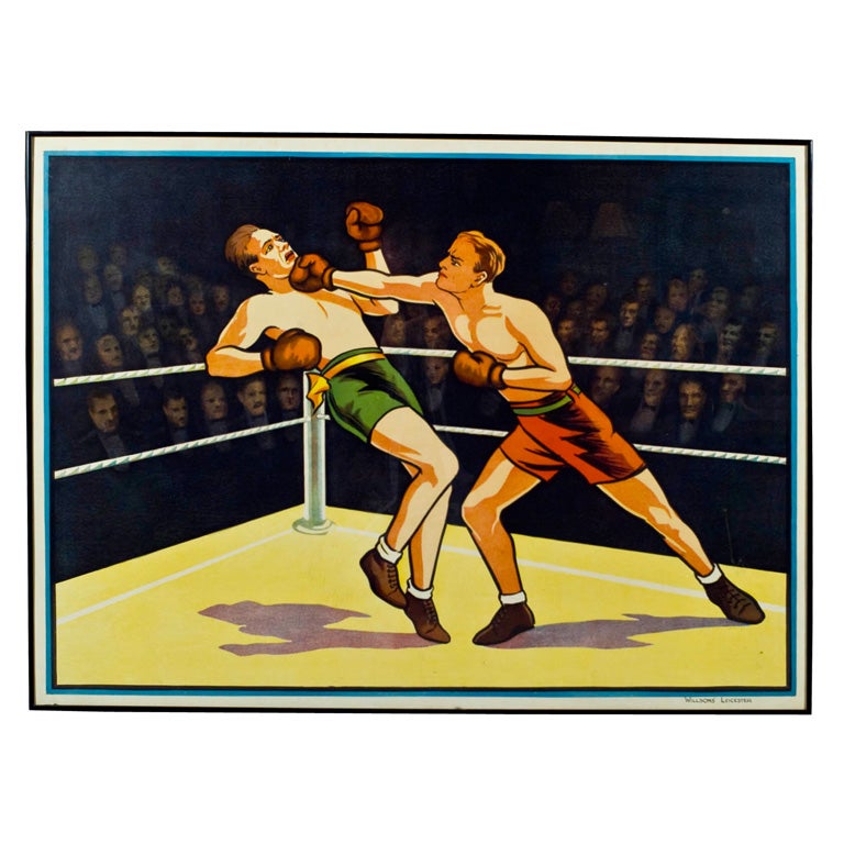 1930's Boxing Poster with a captivated crowd.