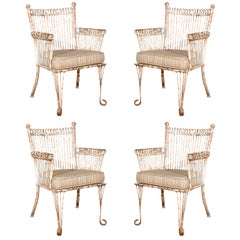 Set of 4 Vintage Wrought Iron Garden Chairs