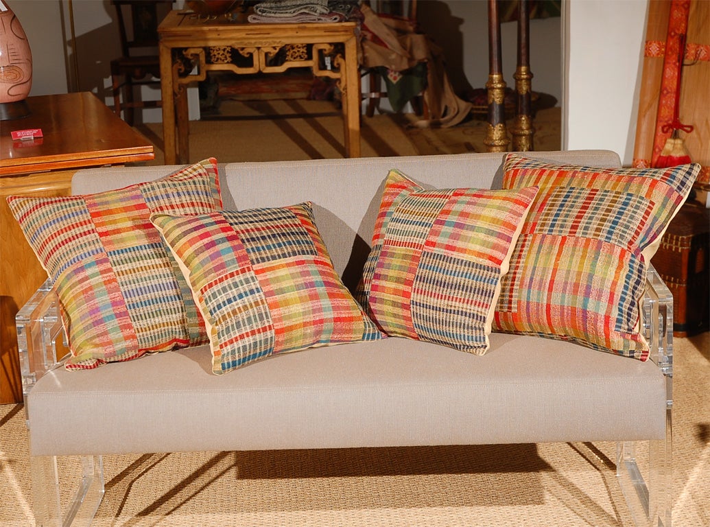 Wool & Raw Silk Plaid Pillows.  $690 Pair.