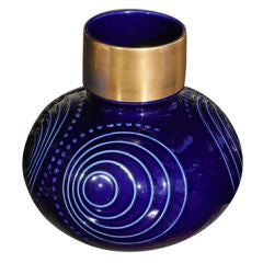 Blue & Gold Bavarian Ceramic Vase