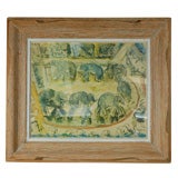 1940s Framed Elephants Print 1940s Framed Elephants Print