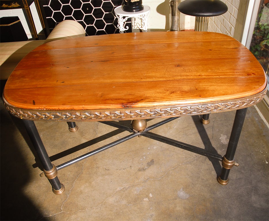 Iron and wood dining table at stdibs Iron and wood dining table at stdibs