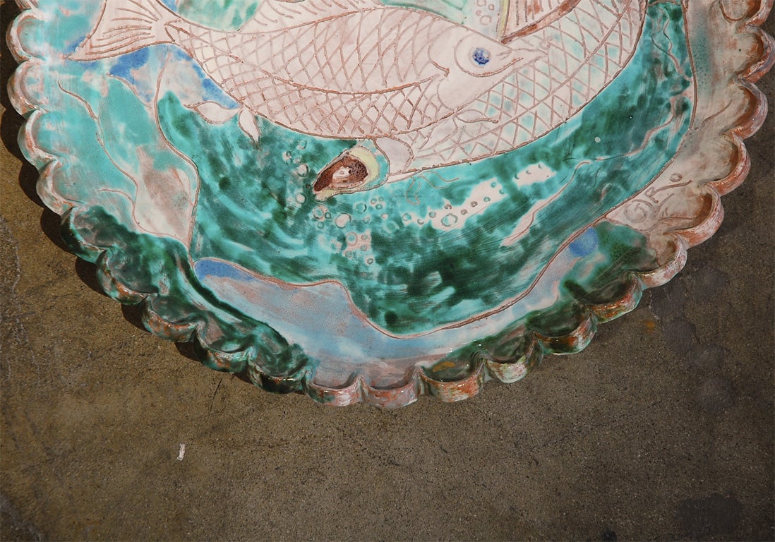 20th Century Large Italian Platter with Fish For Sale