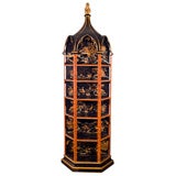 Chinoiserie Pagoda Tiered Bookcase Etagere Black Laquer