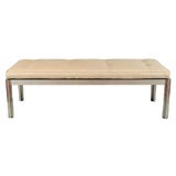 Mid-Century Modern Upholstered Aluminum Bench Settee