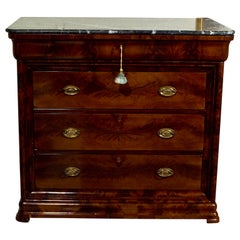 Antique Louis XV style Chest of Drawers with Marble Top Commode