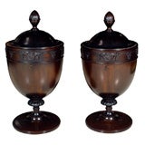 PAIR of c1880 Urn Form Mahogany Knife Boxes
