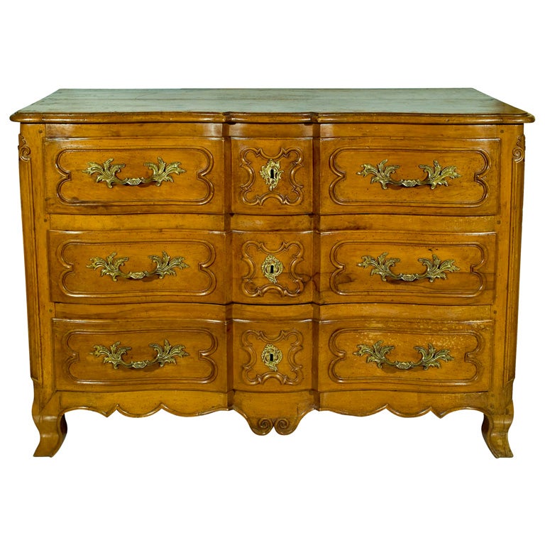 Louis XV Period French Walnut Commode 3 Drawer Chest