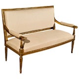 Louis XVI Style Gilded Settee Sofa Linen