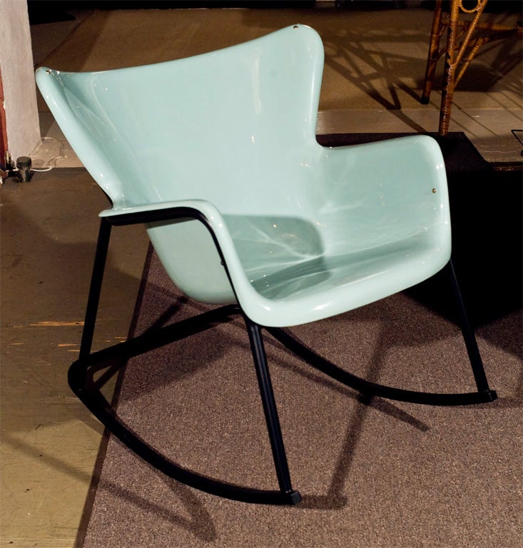 American PAIR Fiberglass Shell Rocking Chairs Lawrence Peabody