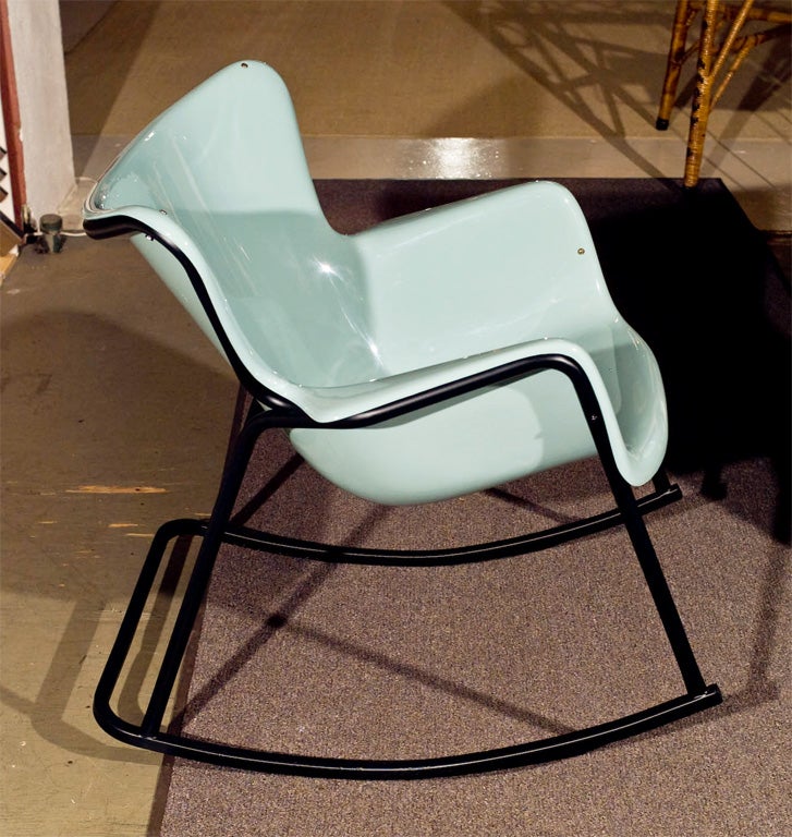 Mid-20th Century PAIR Fiberglass Shell Rocking Chairs Lawrence Peabody