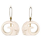 Pair of 1960
s Rams Head Lamps