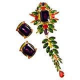 David Mandel Runway Jewelry 1980's Fab Brooch & Earring Set