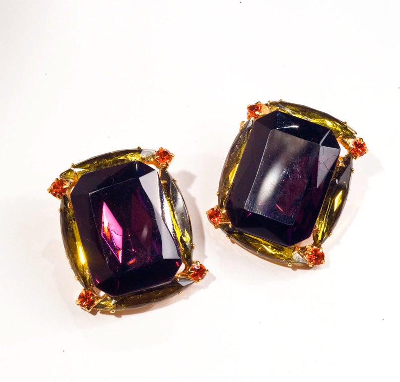 David Mandel Runway Jewelry 1980's Fab Brooch & Earring Set 1
