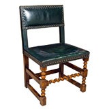 PAIR Barley Twist Jacobean Style Side Chairs - leather nailheads