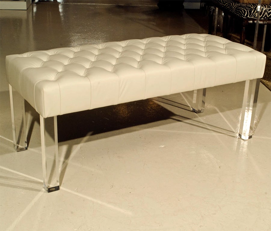 Diamond Tufted Lucite Leg Bench-Powder Room and Dressing Room at 1stdibs