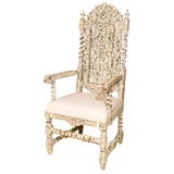 Carved Painted Gothic Style Chair