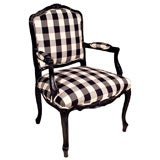 PAIR French Bergers - Newly Upholstered Black Laquer