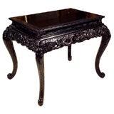 19thc Carved Chinese Table in Black Laquer