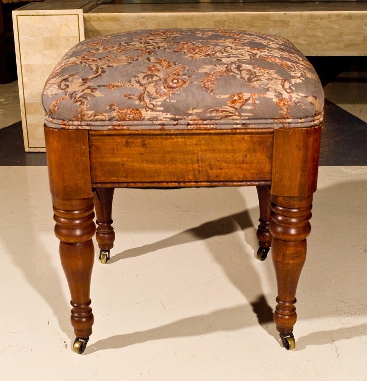 Early Empire Stool Ottoman on casters