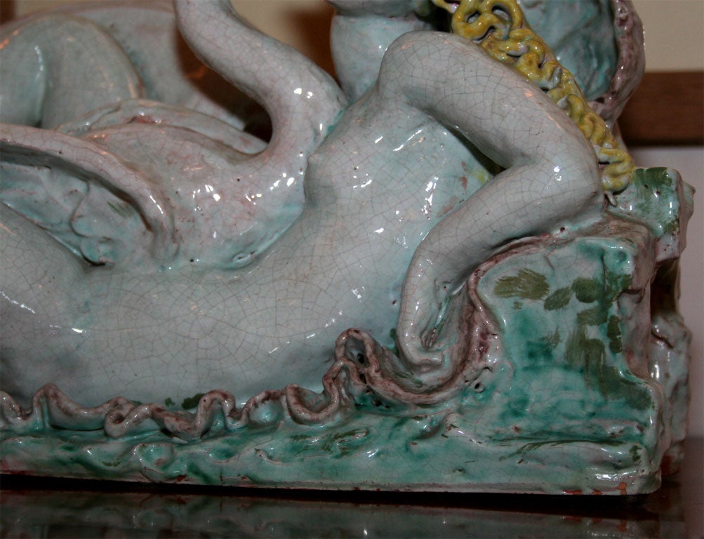 Ceramic of Leda and the Swan by Rene Buthaud, French 1930s 1