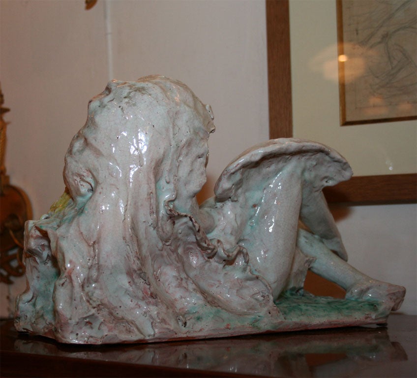 Ceramic of Leda and the Swan by Rene Buthaud, French 1930s 4
