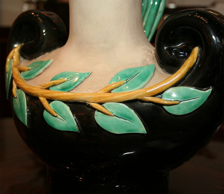 Français Vase en céramique peint à la main par Colette Gueden pour Primavera